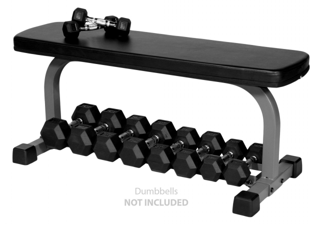 XMark Fitness XM4414 Flat Weight Bench with Dumbbell Rack