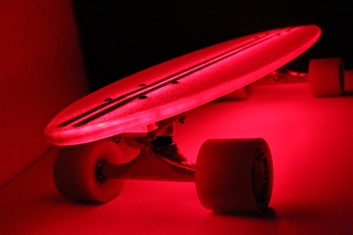 FlexDex Clear29LTR 29 in. Polycarbonate Light Red Complete Skateboard