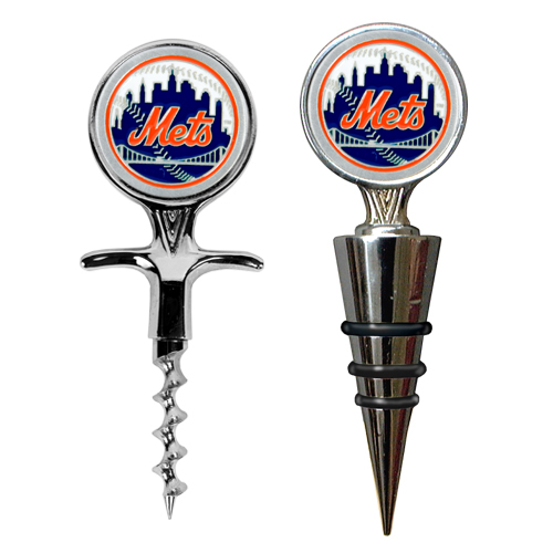 Great American Products Csws2118 Cork Screw And Wine Bottle Topper Set Mlb Mets