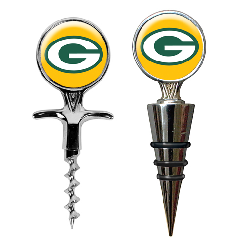 Great American Products Cswsc2019 Cork Screw And Wine Bottle Topper Set Nfl Packers