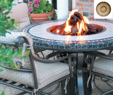 Tft2948mgbz Traditional Style Fire Table-29 In. Tall X 48 In. Diameter Morocco Design Greens Granite Colors Bronze Powder Coat