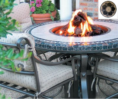Tft2948mggbz Traditional Style Fire Table-29 In. Tall X 48 In. Diameter Magnolia Design Greens Granite Colors Bronze Powder Coat