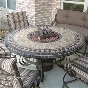 Tft2960metbz Traditional Style Fire Table-29 In. Tall X 60 In. Diameter Morocco Design Earth Tone Granite Colors Bronze Powder Coat