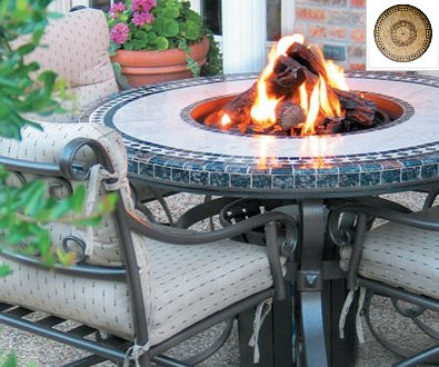 Tft2960mgbz Traditional Style Fire Table-29 In. Tall X 60 In. Diameter Morocco Design Greens Granite Colors Bronze Powder Coat
