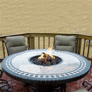 Traditional Style Fire Table-36 In. Tall X 60 In. Diameter Morocco Design Greens Granite Colors Bronze Powder Coat