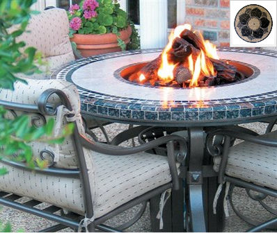 Traditional Style Fire Table-36 In. Tall X 60 In. Diameter Magnolia Design Greens Granite Colors Bronze Powder Coat