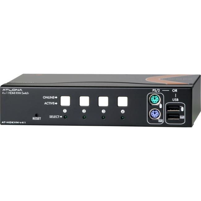 Atlona AT-HDKVM-V41 4" x 1" HDMI KVM Switch Connects up to 4 PCs to a Single HDMI Display