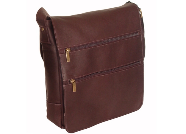 167c Laptop Messenger Bag With 2 Zip Pockets- Cafe