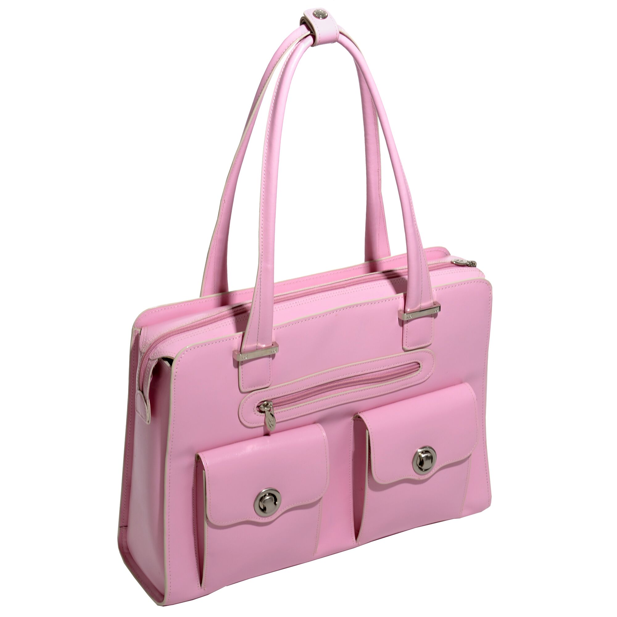 Verona - Pink Leather Fly-through Checkpoint-friendly Ladies Briefcase