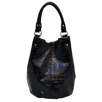 Parinda 02035Tote Adria Black Croco Embossed Faux Leather Handbag 4Piece Set
