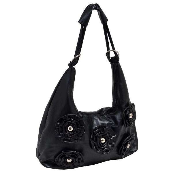 Parinda 02065 Dahlia Black Faux Leather Large Handbag