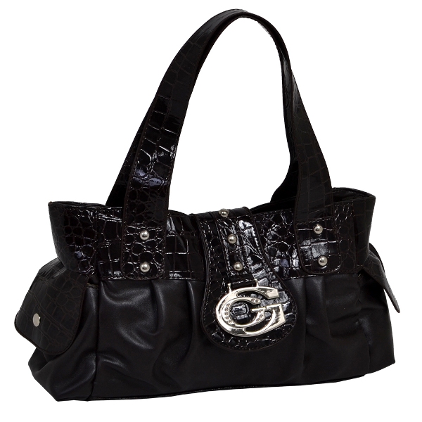 Parinda 02152 Flordeperia Mocca Croco Embossed Faux Leather Small Handbag
