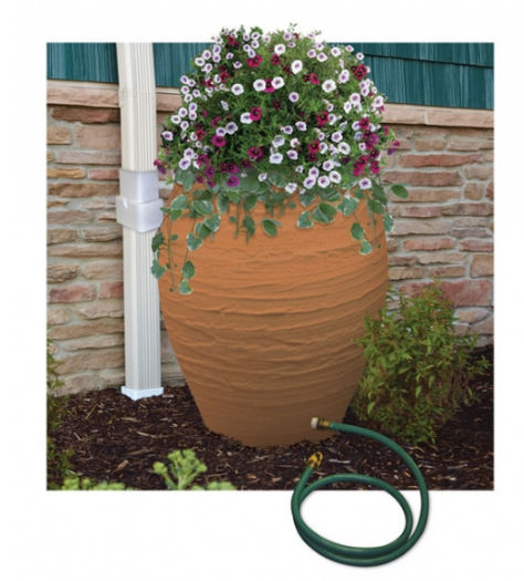 Emsco 22621 Terra Cotta Urn With Planter 60 Gallon Rain Barrel