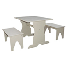 Whitewood JT083027 Table with 2 Benches Linen White