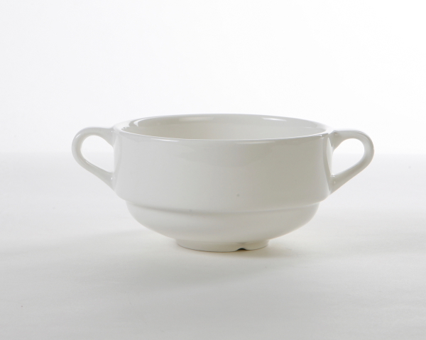 Amu-044 Alumatux Modena 4.13 In. Stackable Soup Cup In Pearl White With Handle - 2 Dozen