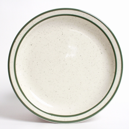 Tes-007 Emerald 7.25 In. Narrow Rim With Green Speckle China Plate - American White - 3 Dozen