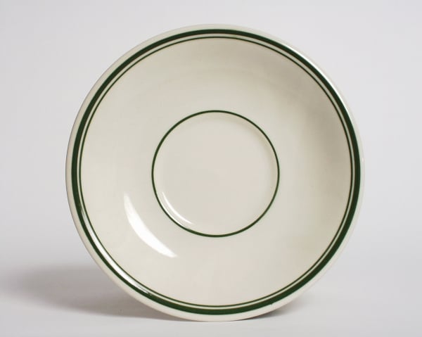 Tgb-002 Green Bay 6 In. Wide Rim Rolled Edge With Green Band Saucer Coupe - American White - 3 Dozen
