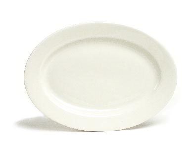 Tre-942 Reno 15.38 In. X 11.13 In. Oval Wide Rim Rolled Edge Platter - American White - 6 Pcs