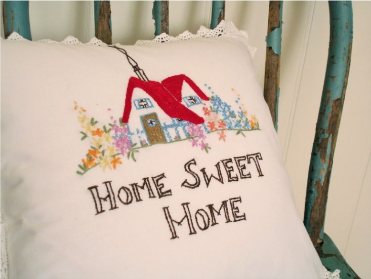 Taylor Linens 1042HOMEEMB Home Sweet Home 14 in. x 14 in. Pillow