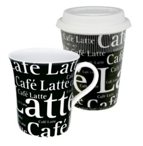 4200000649 Coffee To Stay-coffee To Go Cafe Latte Writing On Black - Set Of 2