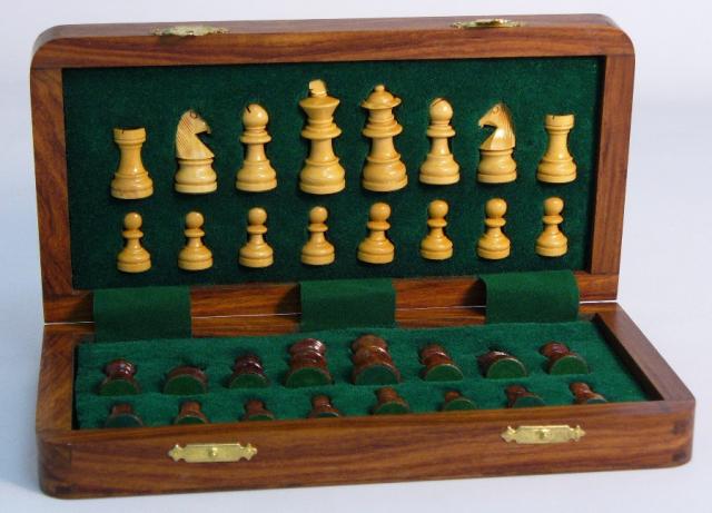 68105 Sheesham Wood Magnetic Folding Chess Set
