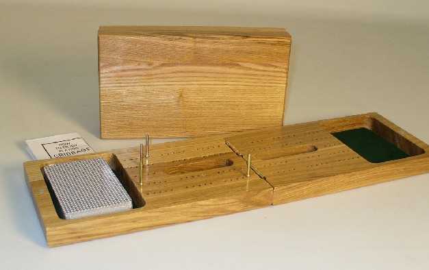 33555 2 Player Folding Wood Cribbage - Oak