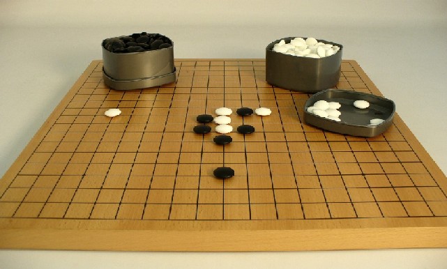 22822-07k Go Game Set - Thick Flat Board And 320 Bi-convex Stones