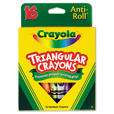 Crayola. 524016 Triangular Crayons#44; Assorted#44; 16/Box