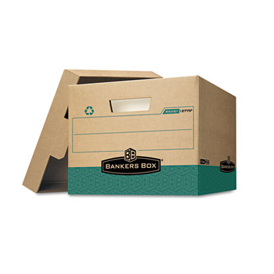 Fellowes 12775 R-kive Storage Box Letter/legal Locking Lift-off Lid Kraft/green 12/carton
