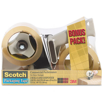 37502st Packaging Tape Dispenser With 2 Rolls Of Tape, 1.88'' X 54.6 Yards