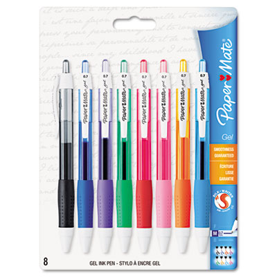 1746323 Roller Ball Stick Gel Pen, Assorted Ink, Medium, 8 Per Pack