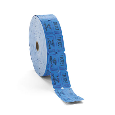 Accufax (Paper Mfr) 59004 Consecutively Numbered Double Ticket Roll#44; Blue#44; 2000 Tickets/Roll