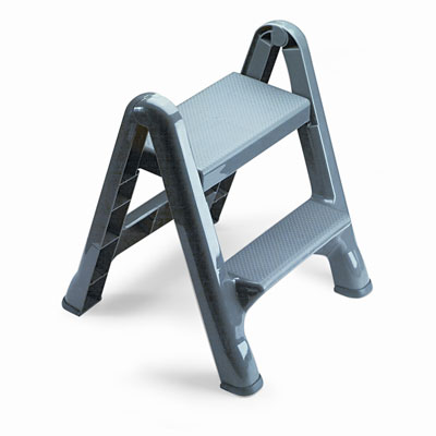 Rcp 420903CYLND TwoStep Folding Plastic Step Stool#44; 300lb. Duty Rating#44; Dark Gray