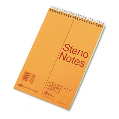 36746 Standard Spiral Steno Book, Gregg Rule, 6 X 9, Green, 80 Sheets/pad