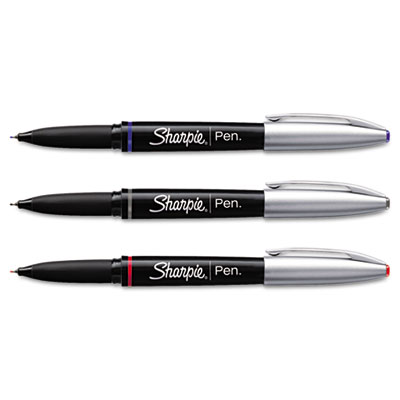 Sanford Ink 1758054 Grip Porous Point Stick Permanent Water Resistant Pen, Assorted Ink, Fine, 3/pk