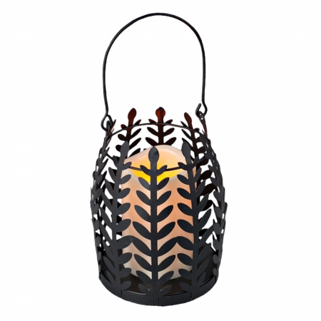 Gerson 36264 Metal Leaf Lantern with Melted Edge LED Wax Candle Light with Timer Pack of 6 by Gerson Company
