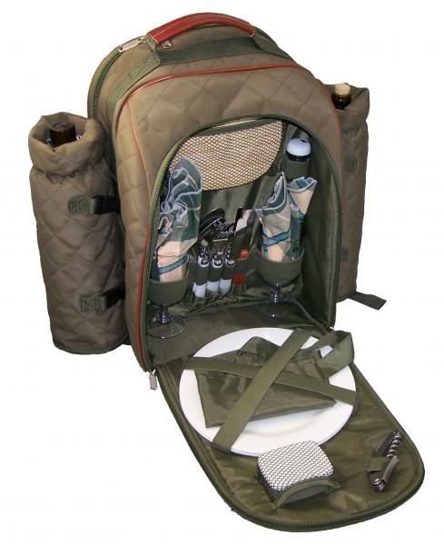Picnic Gift 1031OL Alpine Bourbon EnsembleTwo Person Picnic Pack with 2 Wine Totes Olive