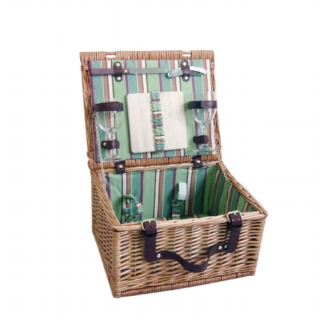 Picnic Gift 6023ST Zen Willow Two Person Wine and Cheese Basket  Stripe