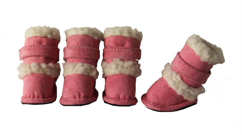 Pink Shearling Duggz Shoes - Set Of 4 - Xs