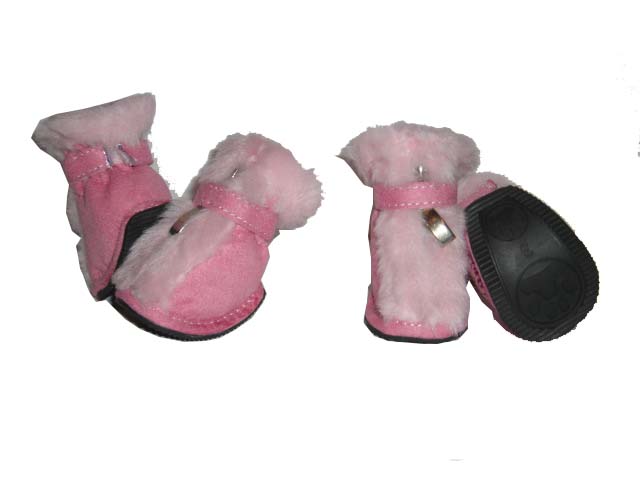 Pink Ultra Synthetic Fur Protective Boots - Set Of 4 - Sm