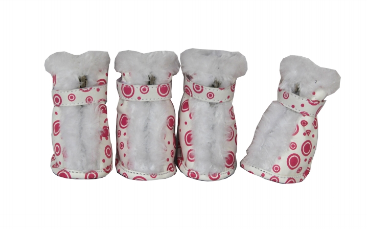 Pet Life F21PWLG Pink  White Fur Protective Boots Set of 4  LG