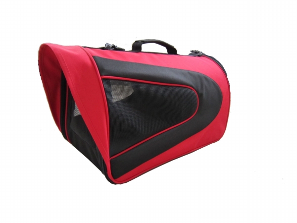 Red Folding Zippered Sporty Mesh Carrier -md