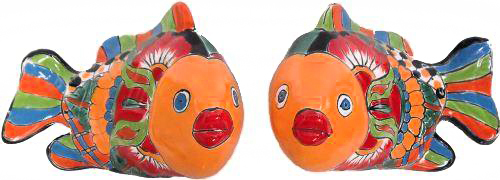 Pottery Express 2047 Talavera Koi Fish  Set of 2