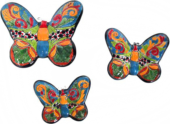 Pottery Express 3249 Talavera Butterfly  Set of 3