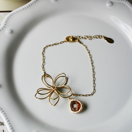 Rebecca Fbsgpe Flower Wire Bracelet - Gold-peach