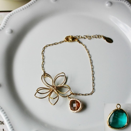Rebecca Fbsgs Flower Wire Bracelet - Gold-sapphire