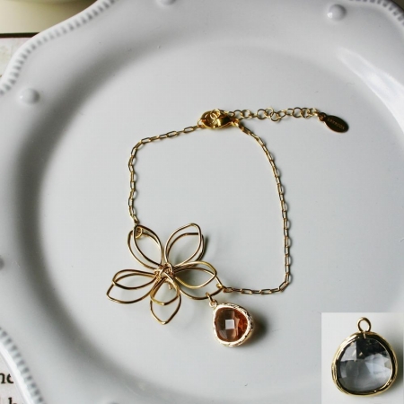 Rebecca Fbsgsg Flower Wire Bracelet - Gold-smokey Gray