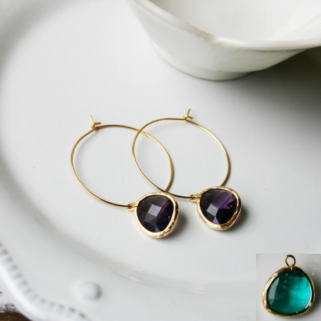 Rebecca Hlsgs Hoop Stone - Gold-sapphire