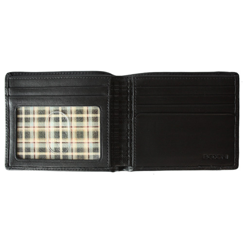 UPC 815228010065 product image for BOCONI 103-1001 Collins Calf Billfold in Black leather with green plaid | upcitemdb.com