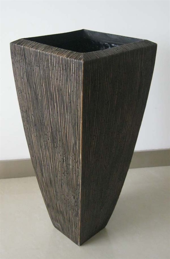 Sgs3105-82 Sandstone Ribbed Long Square Planter - Set Of 3 In Brown